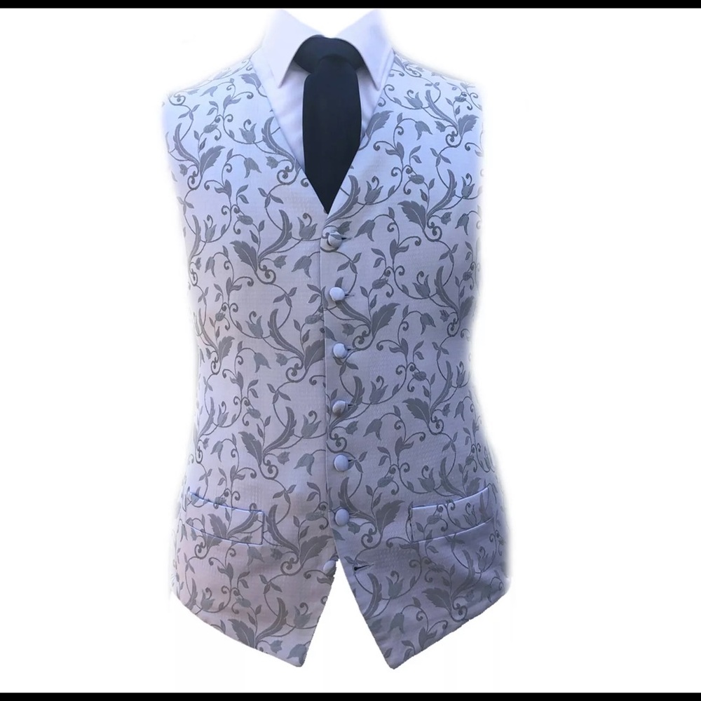 Boys wedding formal vest silver